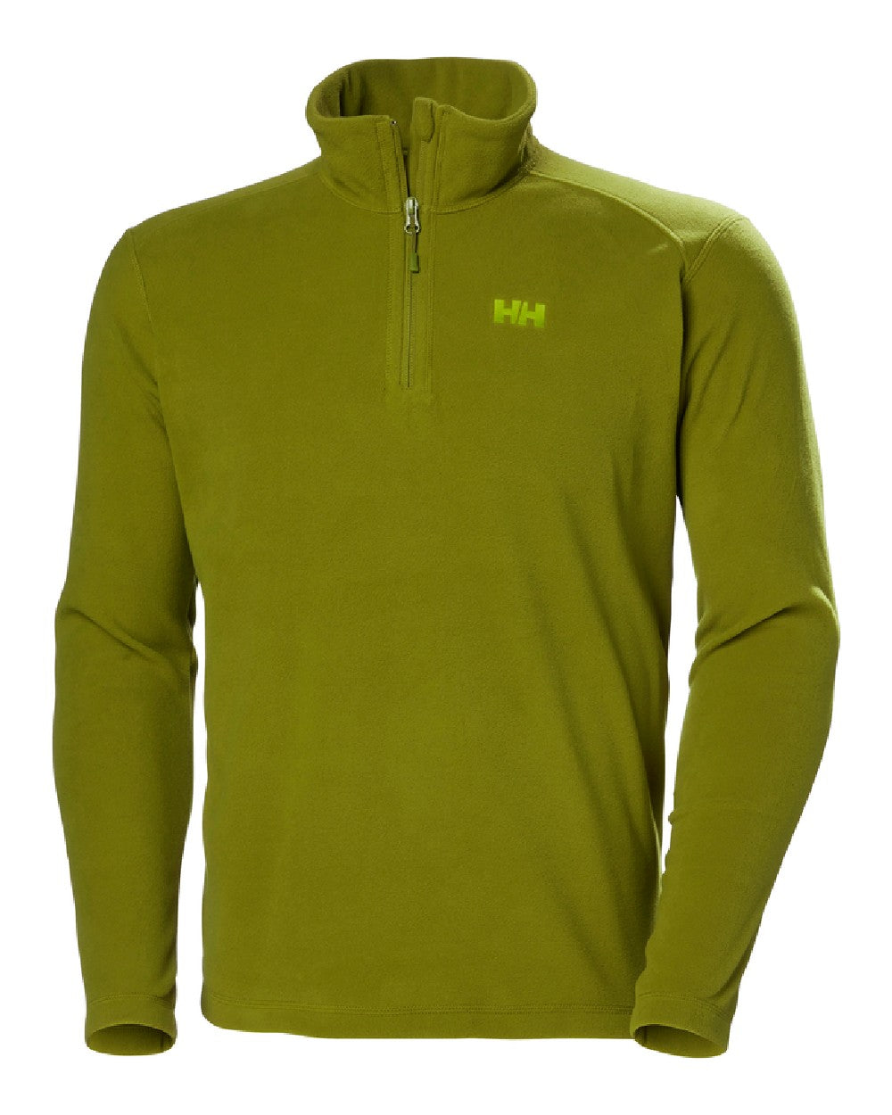 Olive Green coloured Helly Hansen Daybreaker 1/2 Zip Fleece on white background 