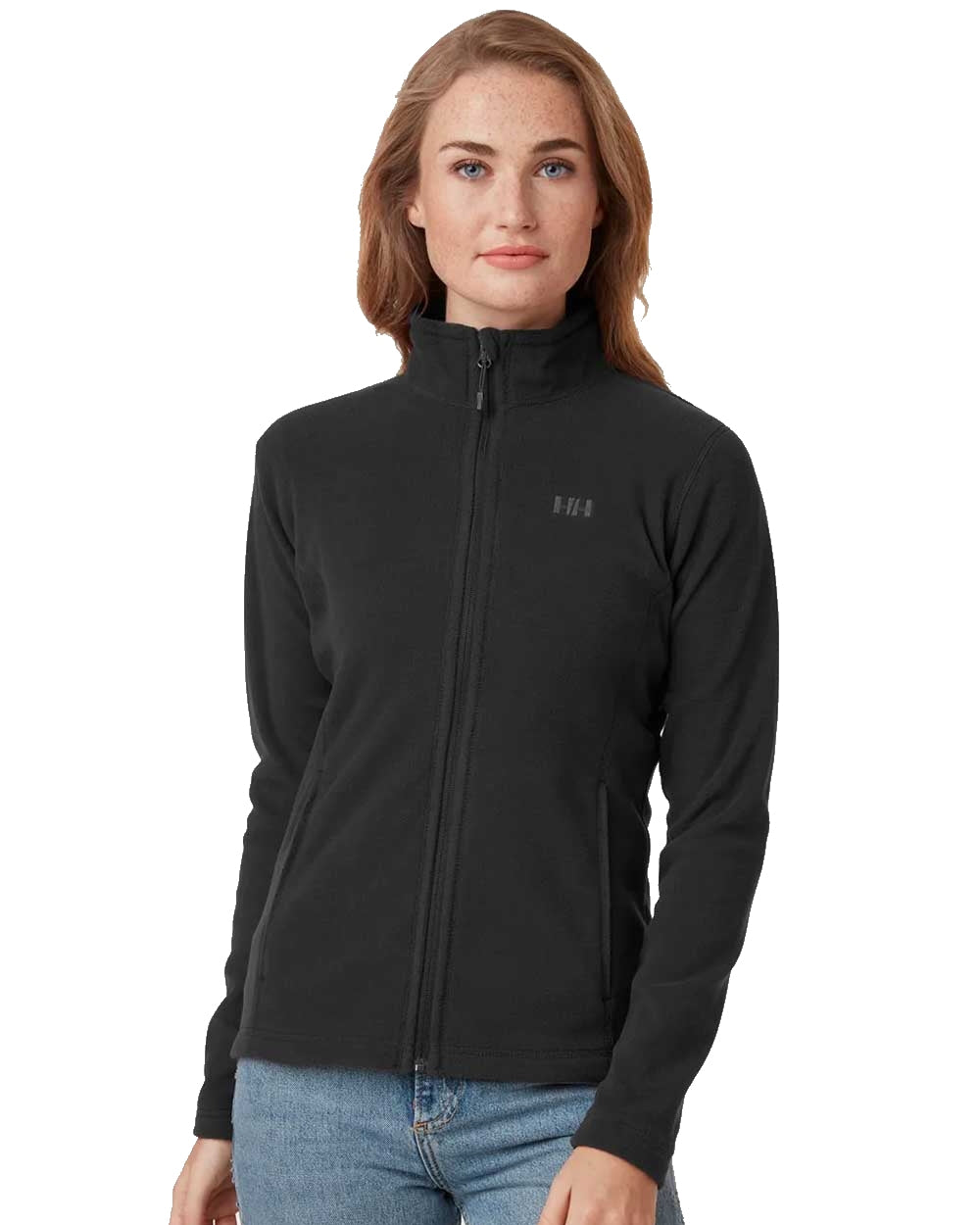 Black coloured Helly Hansen Daybreaker Ladies Fleece Jacket on white background 