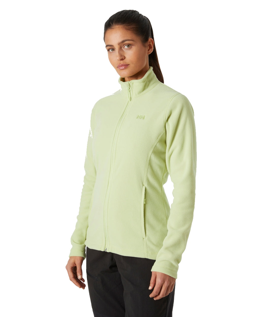 Iced Matcha coloured Helly Hansen Daybreaker Ladies Fleece Jacket on white background 