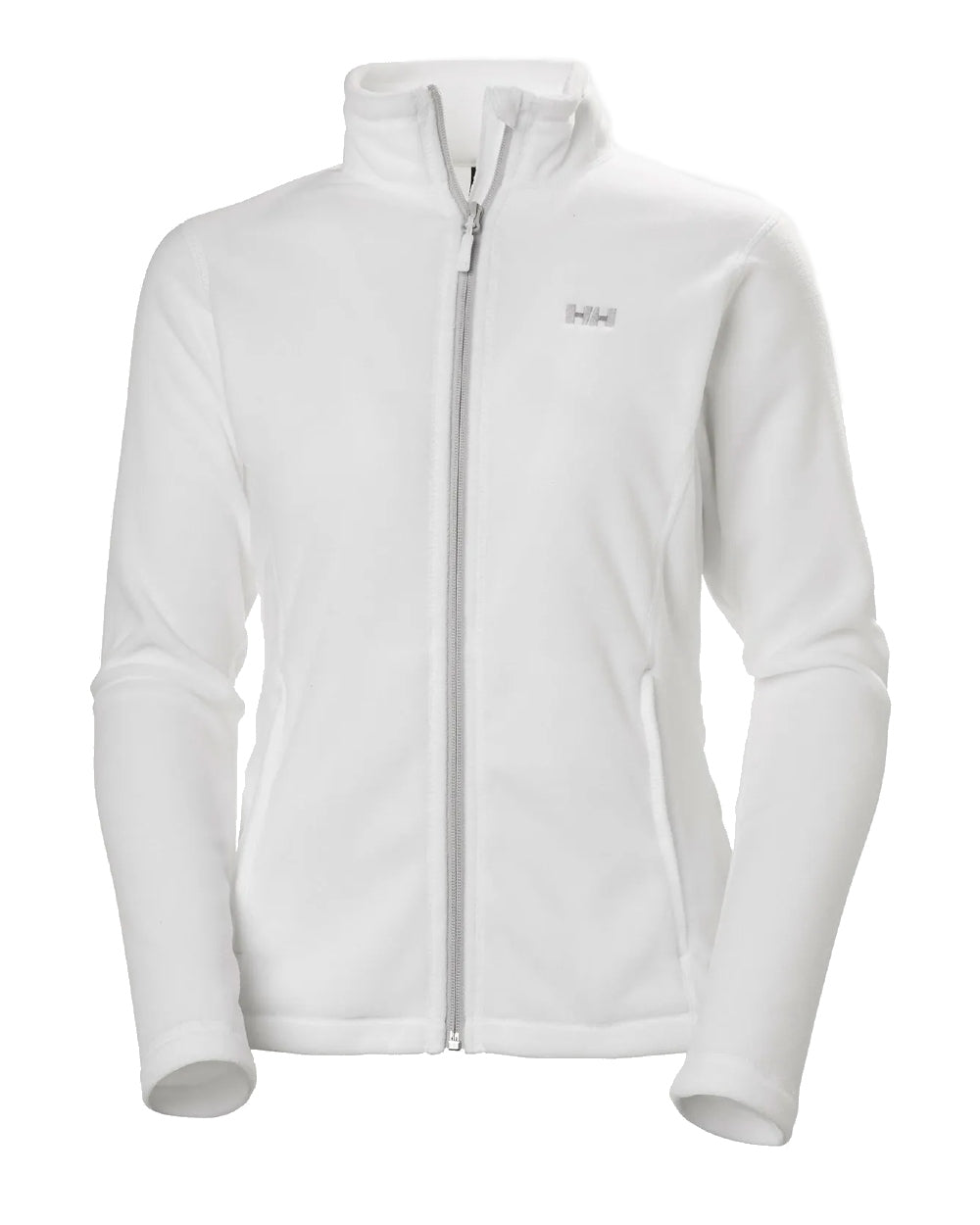 White coloured Helly Hansen Daybreaker Ladies Fleece Jacket on white background 