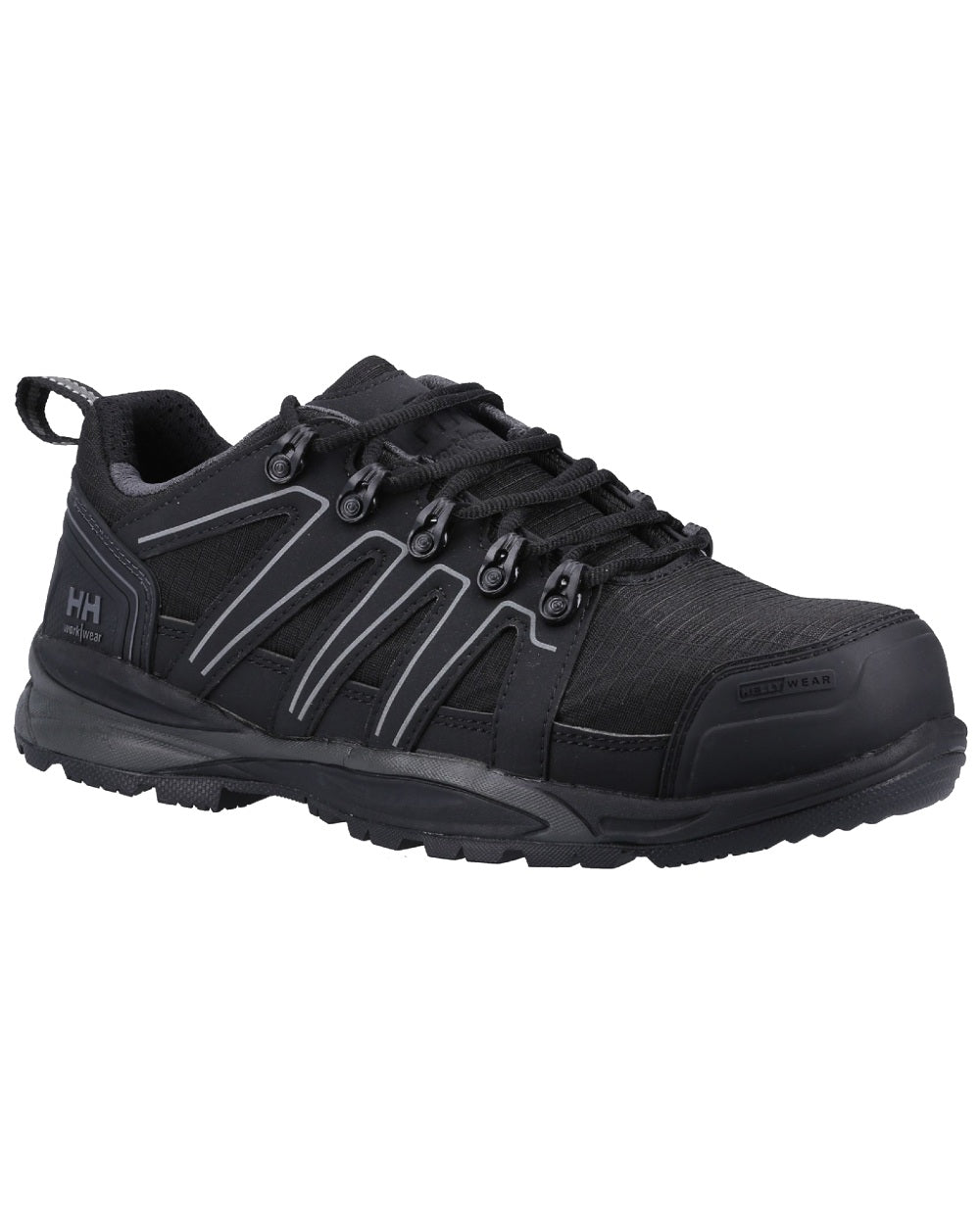 Black/Grey coloured Helly Hansen Manchester Low S3 Safety Trainer on white background