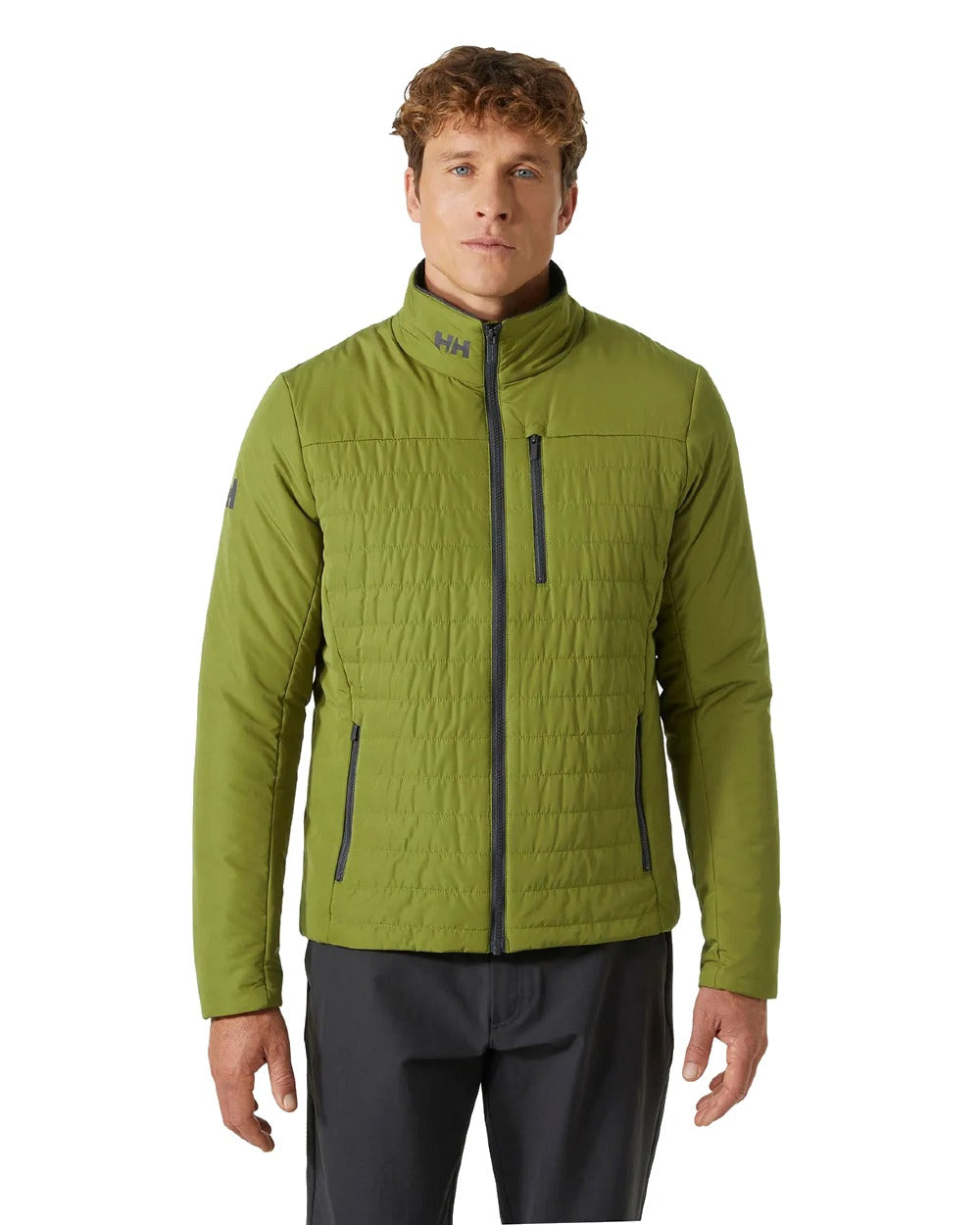 Helly Hansen Mens Crew Insulated Sailing Jacket 2.0 in Olive Green 