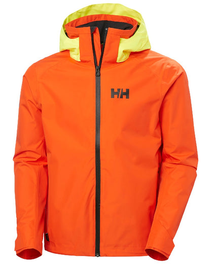Flame coloured Helly Hansen Mens Inshore Cup Sailing Jacket on white background 
