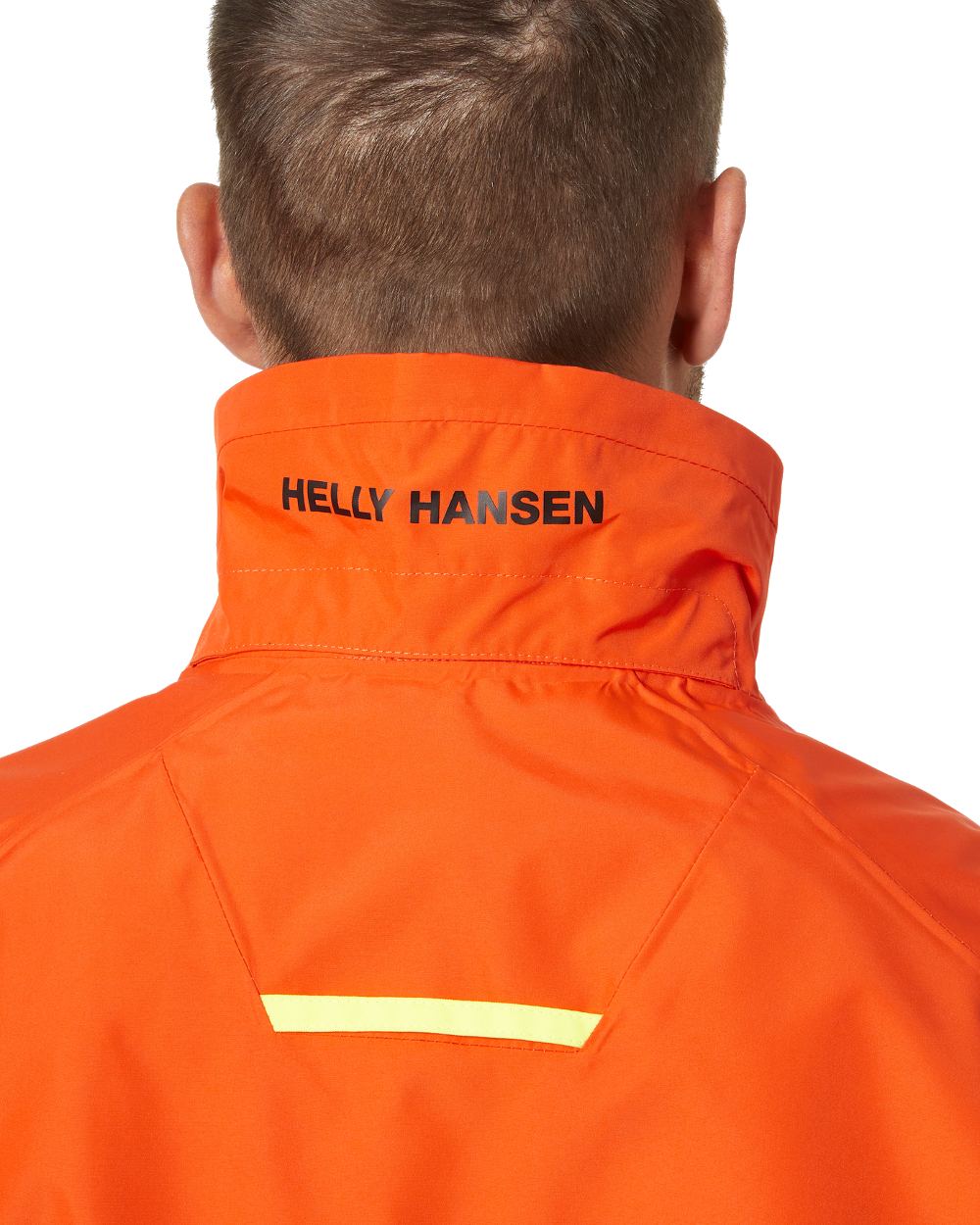 Flame coloured Helly Hansen Mens Inshore Cup Sailing Jacket on white background 