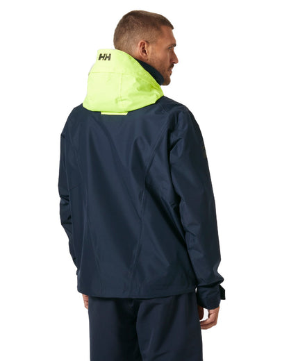 Navy coloured Helly Hansen Mens Inshore Cup Sailing Jacket on white background 