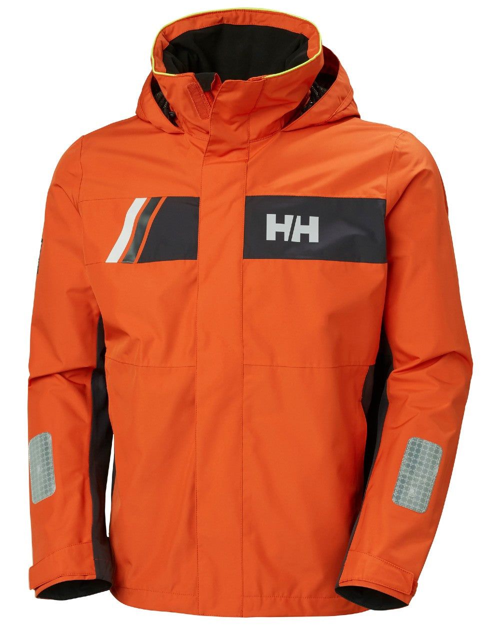 Patrol Orange coloured Helly Hansen Mens Newport Inshore Sailing Jacket on white background 