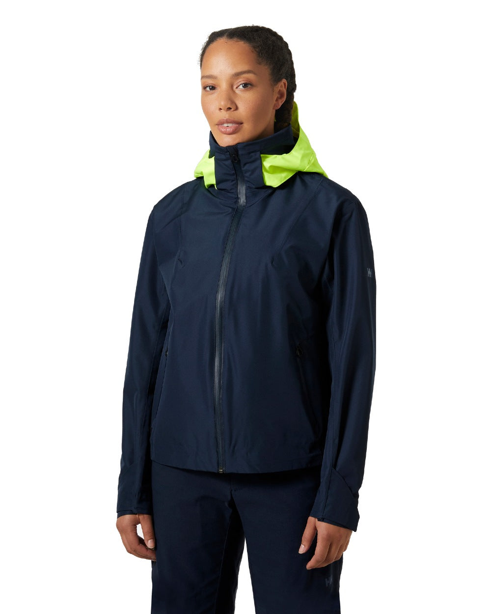 Navy coloured Helly Hansen Womens Inshore Cup Sailing Jacket on white background 