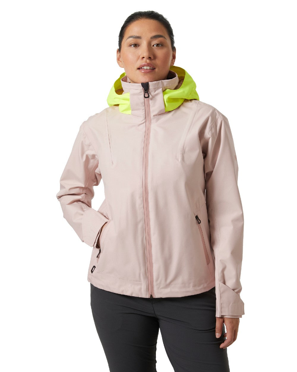 Pink Cloud coloured Helly Hansen Womens Inshore Cup Sailing Jacket on white background 