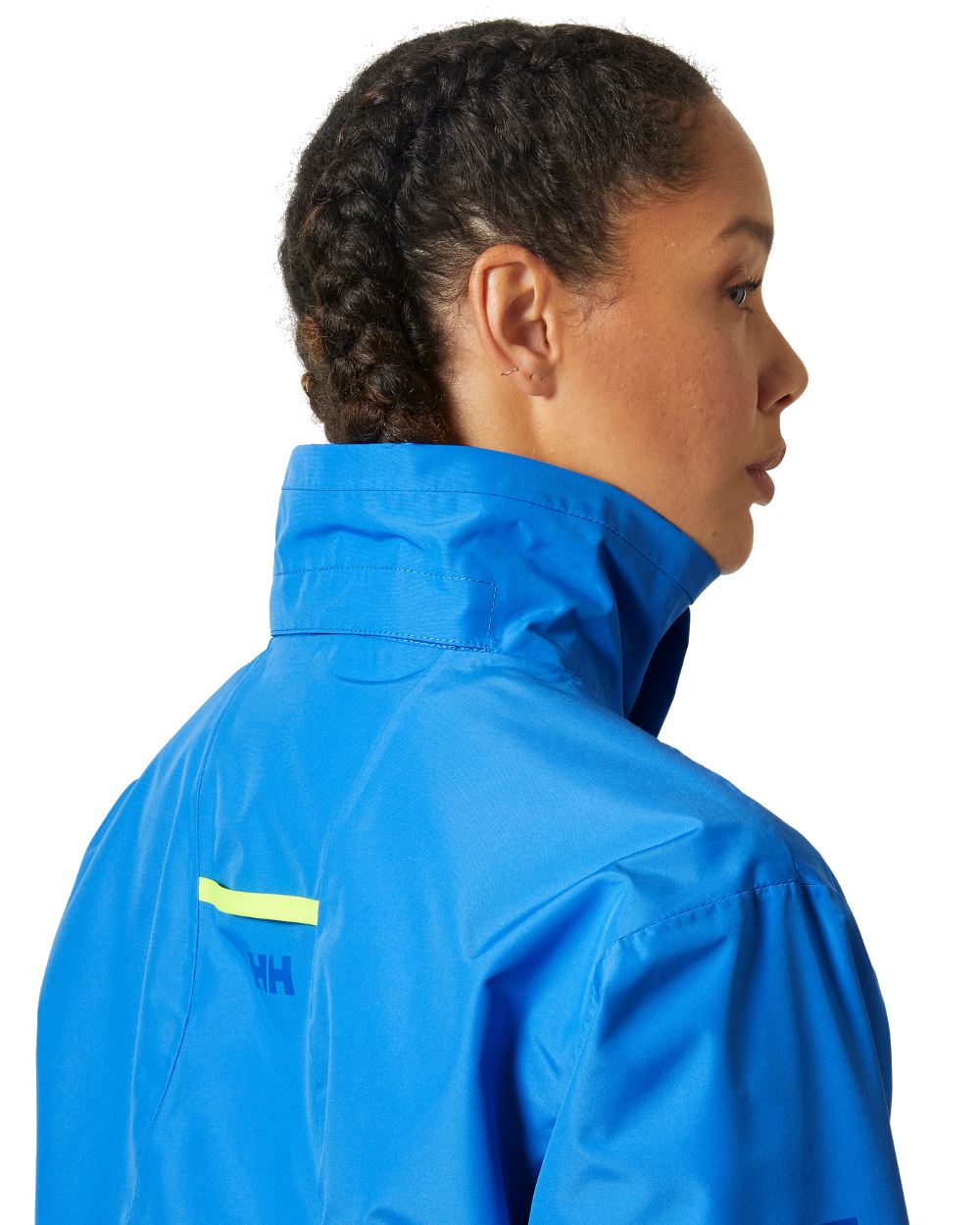 Ultra Blue coloured Helly Hansen Womens Inshore Cup Sailing Jacket on white background 