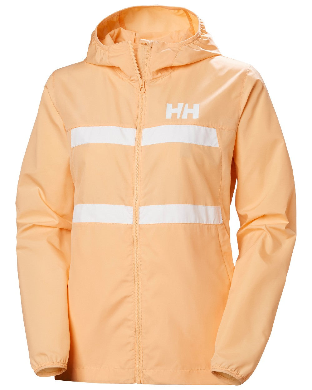 Miami Peach coloured Helly Hansen Womens Salt Stripe Windbreaker Jacket on white background 