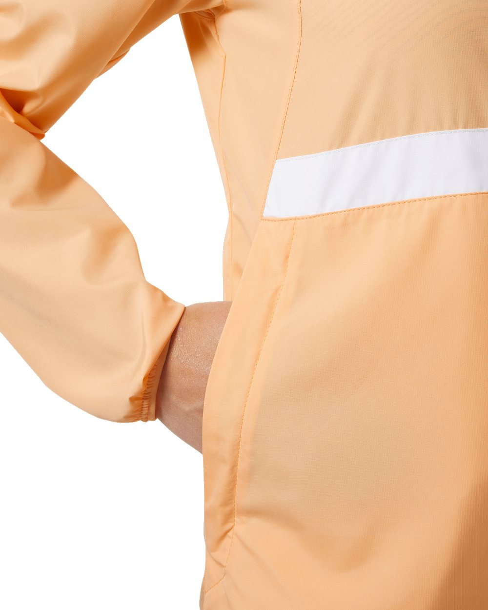 Miami Peach coloured Helly Hansen Womens Salt Stripe Windbreaker Jacket on white background 