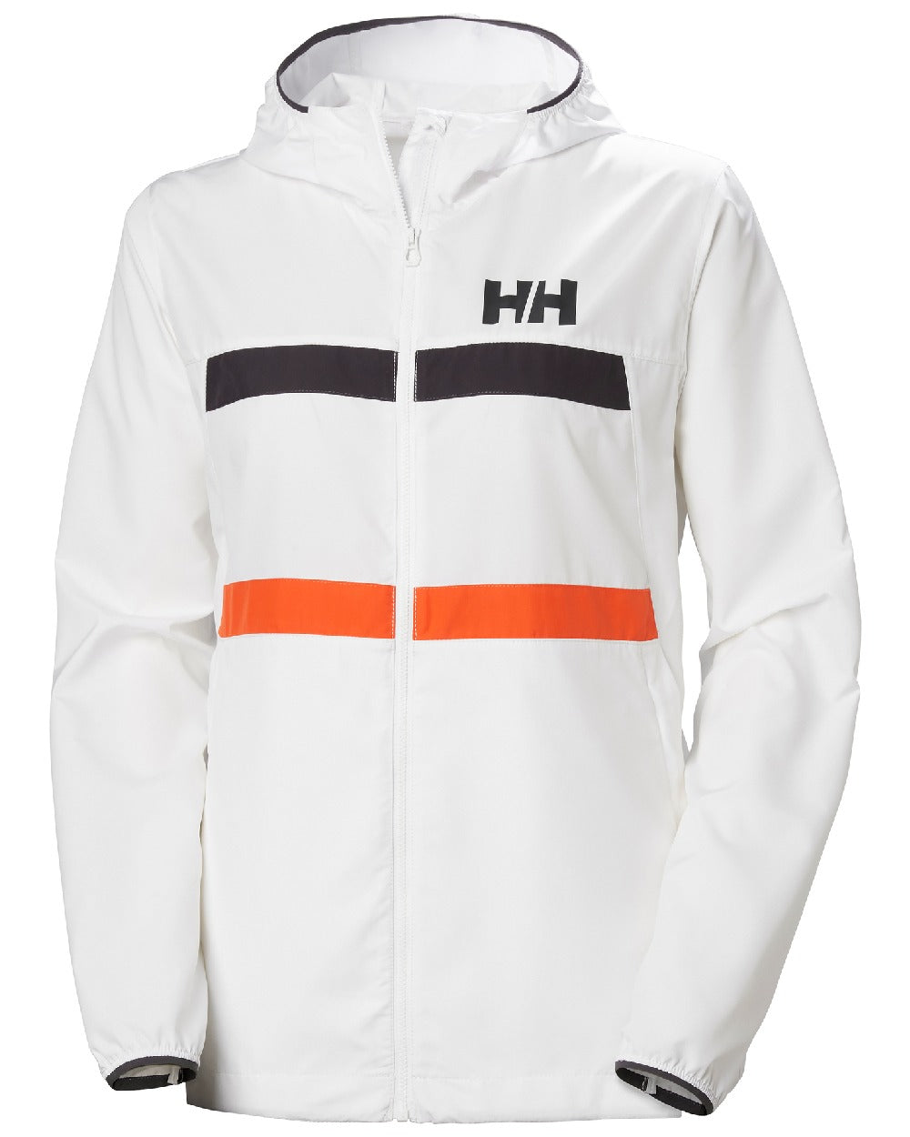 White coloured Helly Hansen Womens Salt Stripe Windbreaker Jacket on white background 