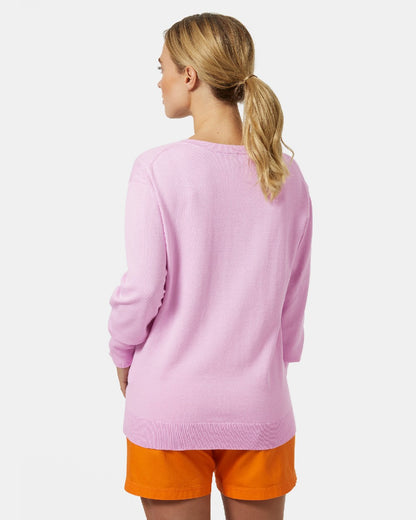 Cherry Blossom coloured Helly Hansen Womens Salt Summer Knit Sweater on grey background 