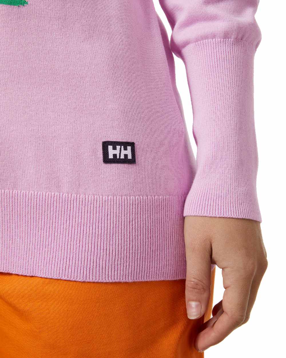 Cherry Blossom coloured Helly Hansen Womens Salt Summer Knit Sweater on grey background 