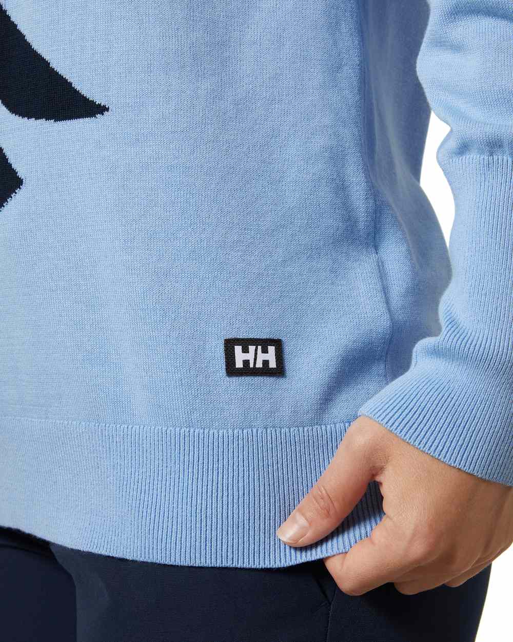 Bright Blue Coloured Helly Hansen Womens Salt Summer Knit Sweater on white background 