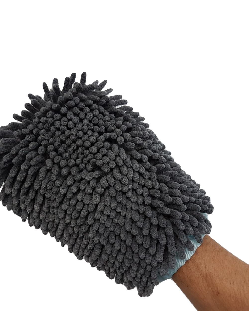 Grey Blue coloured Henry Wag Microfibre Drying Glove on white background 