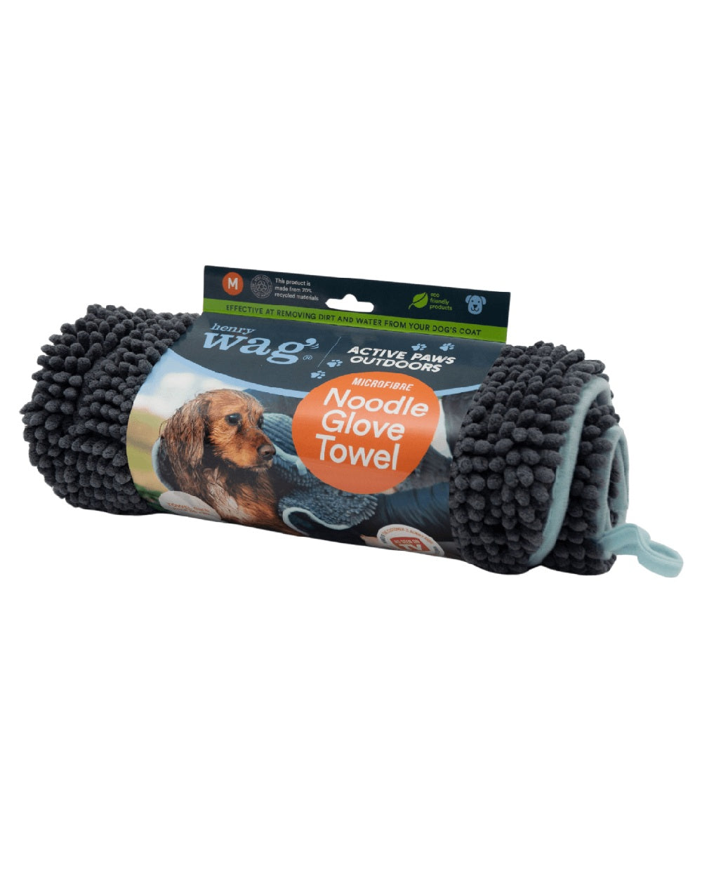 Blue Grey coloured Henry Wag Microfibre Glove Towel on white background 
