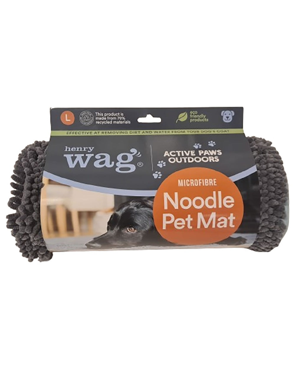 Grey Blue coloured Henry Wag Microfibre Noodle Pet Mat on white background 