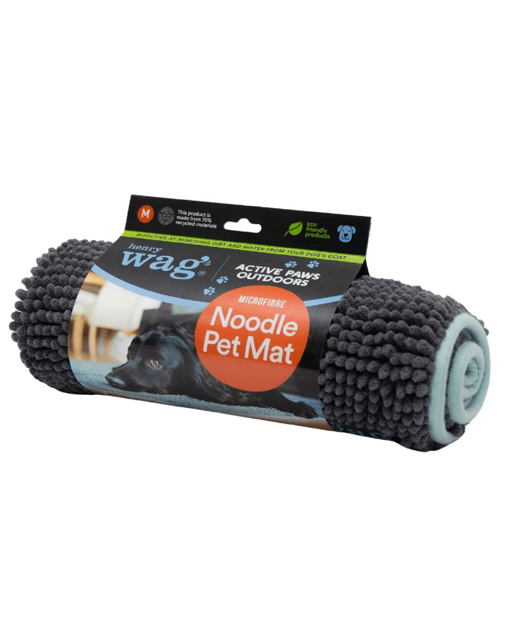 Grey Blue coloured Henry Wag Microfibre Noodle Pet Mat on white background 