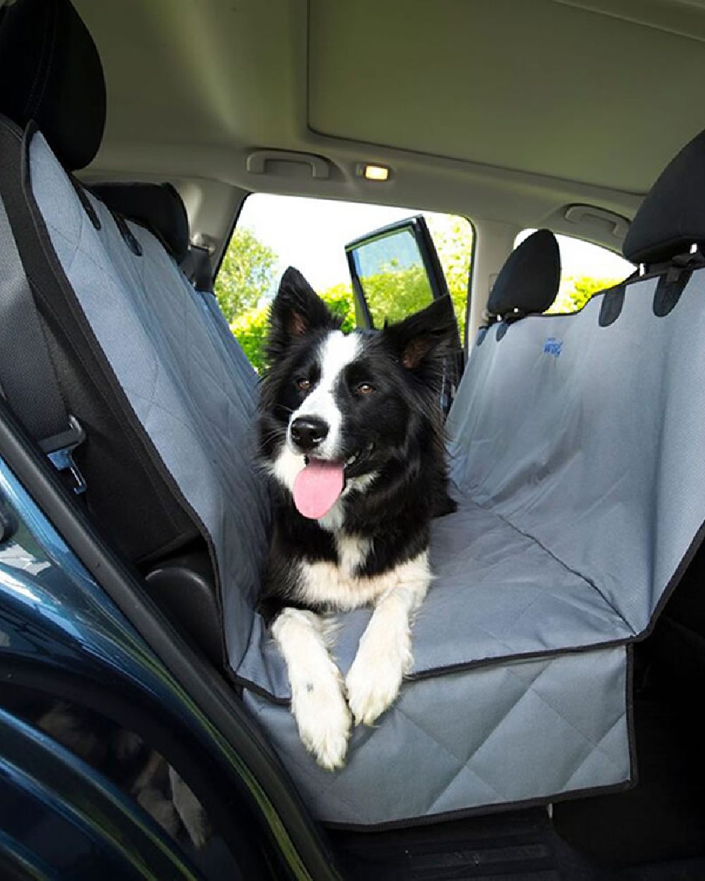 Grey Black coloured Henry Wag Pet Car Bench Hammock on car background 