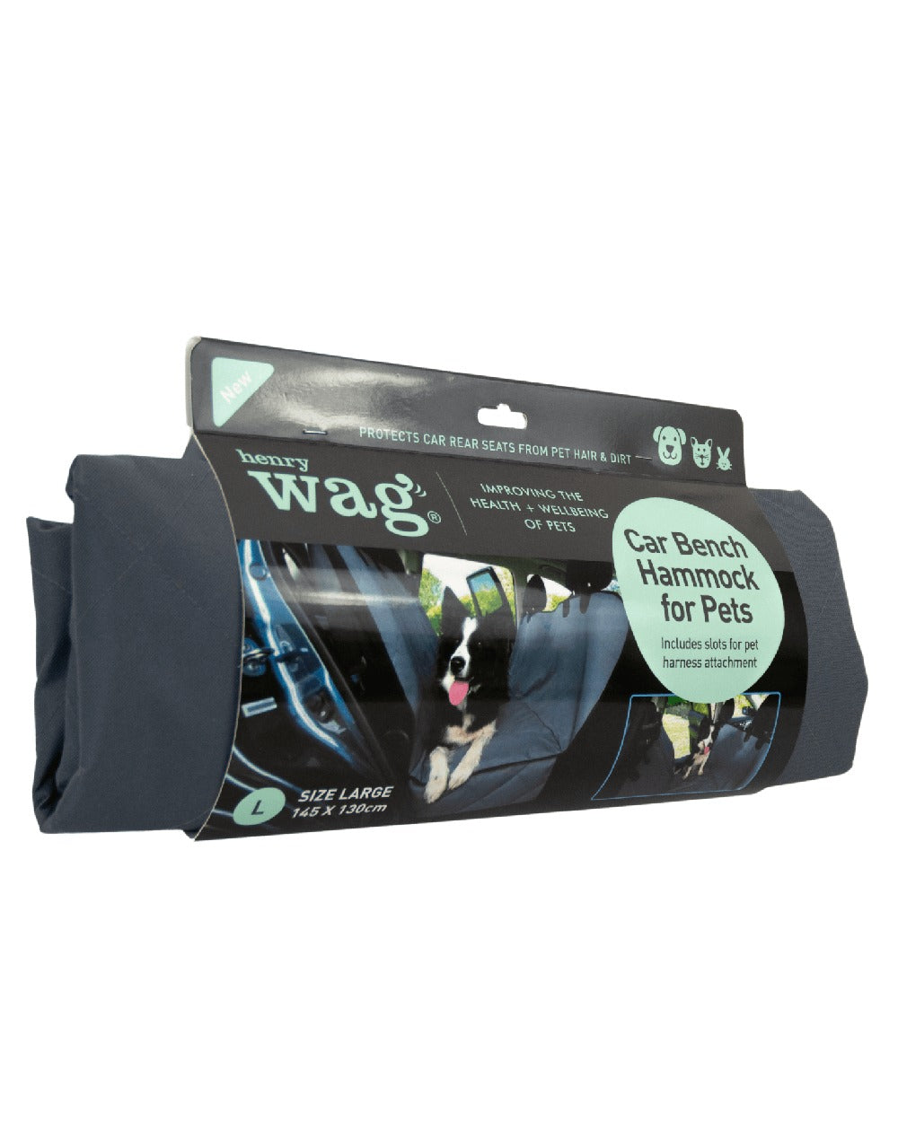 Grey Black coloured Henry Wag Pet Car Bench Hammock on white background 