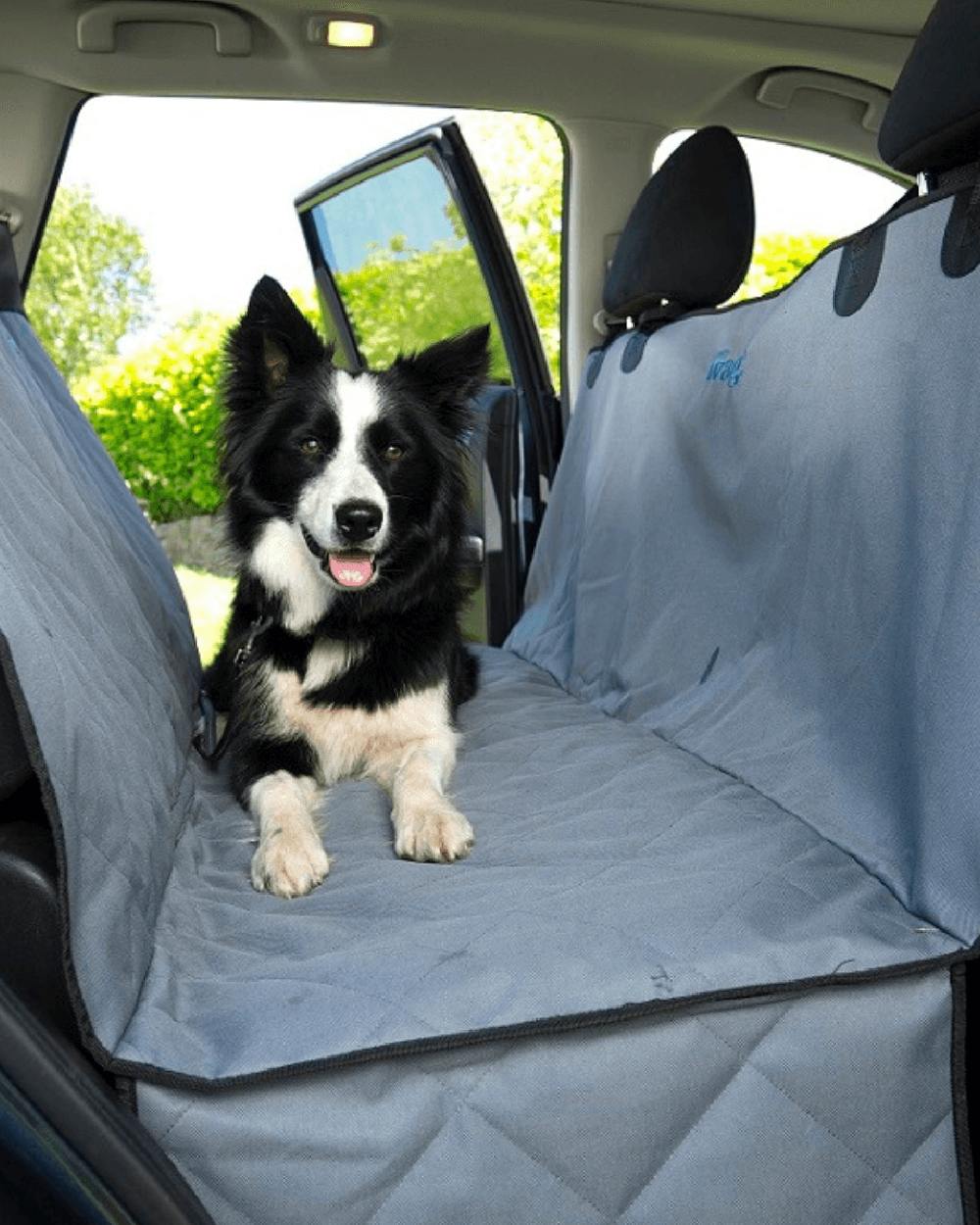 Grey Black coloured Henry Wag Pet Car Bench Hammock on car background 