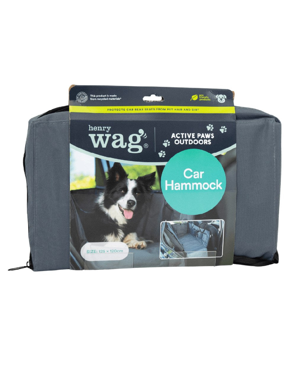 Grey Black coloured Henry Wag Pet Car Hammock on white background 