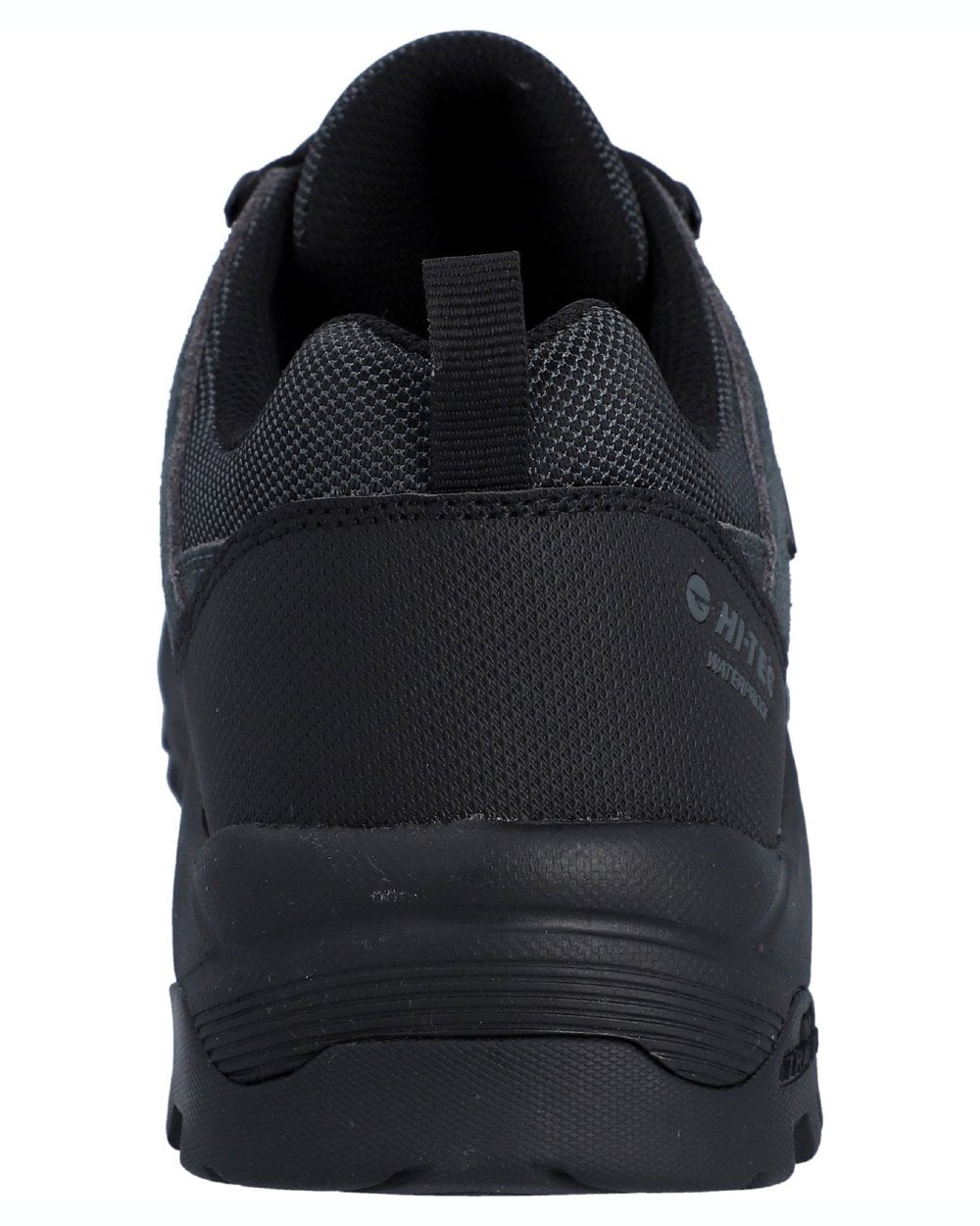 Charcoal Black coloured Hi-Tec Mens Bandera Expedition Low Hikers Shoes on white background 