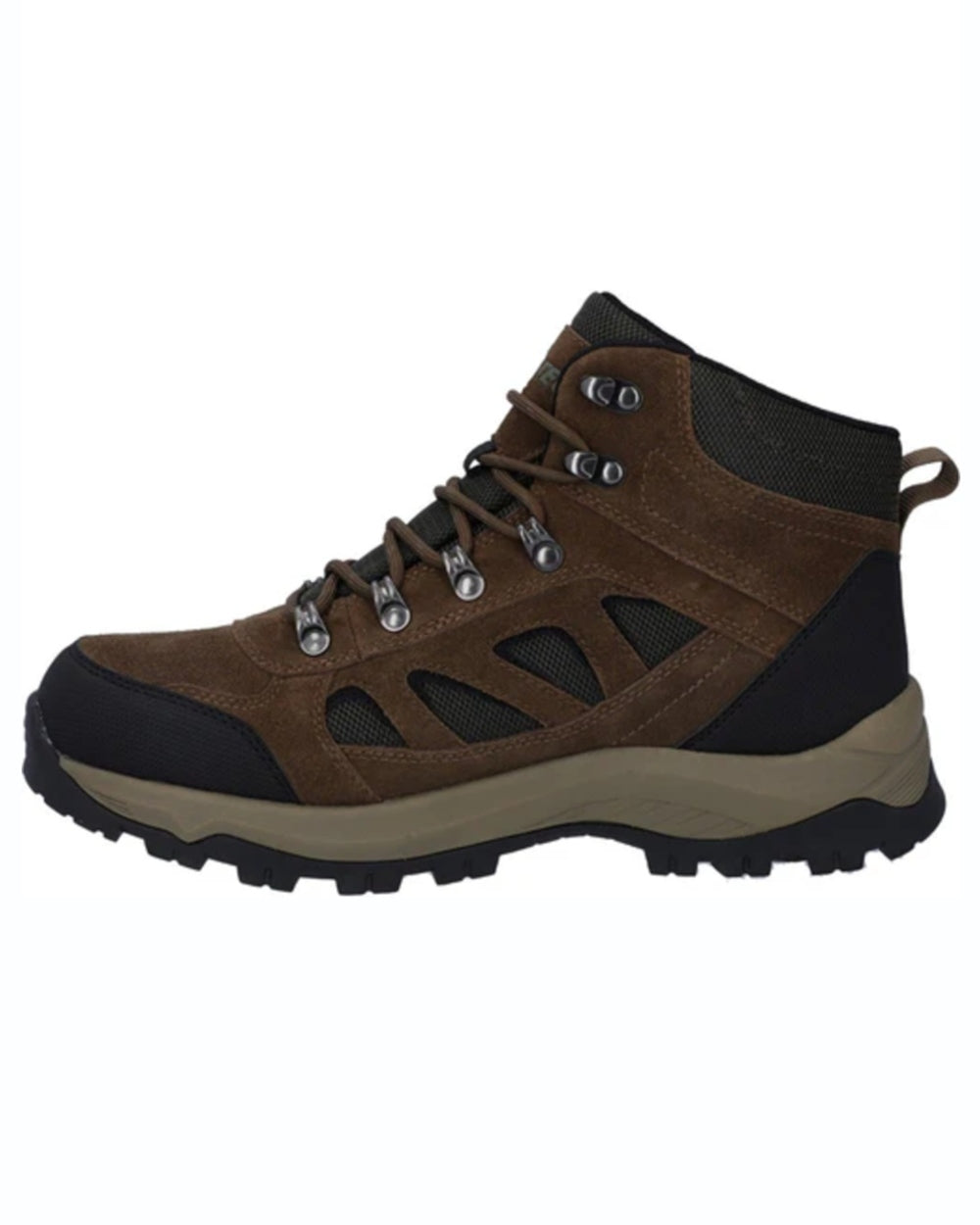 Smokey Brown Khaki coloured Hi-Tec Mens Bandera Expedition Mid Hikers on white background 