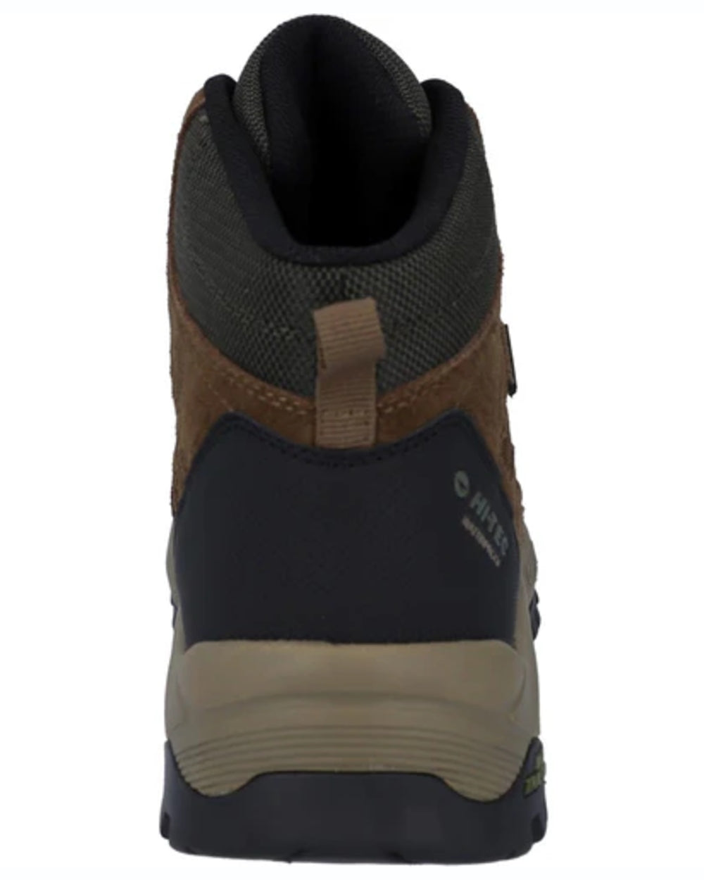 Smokey Brown Khaki coloured Hi-Tec Mens Bandera Expedition Mid Hikers on white background 