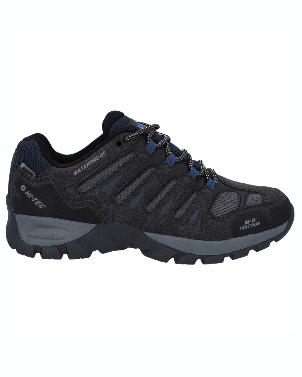 Charcoal coloured Hi-Tec Mens Corzo Low Boots on white background 