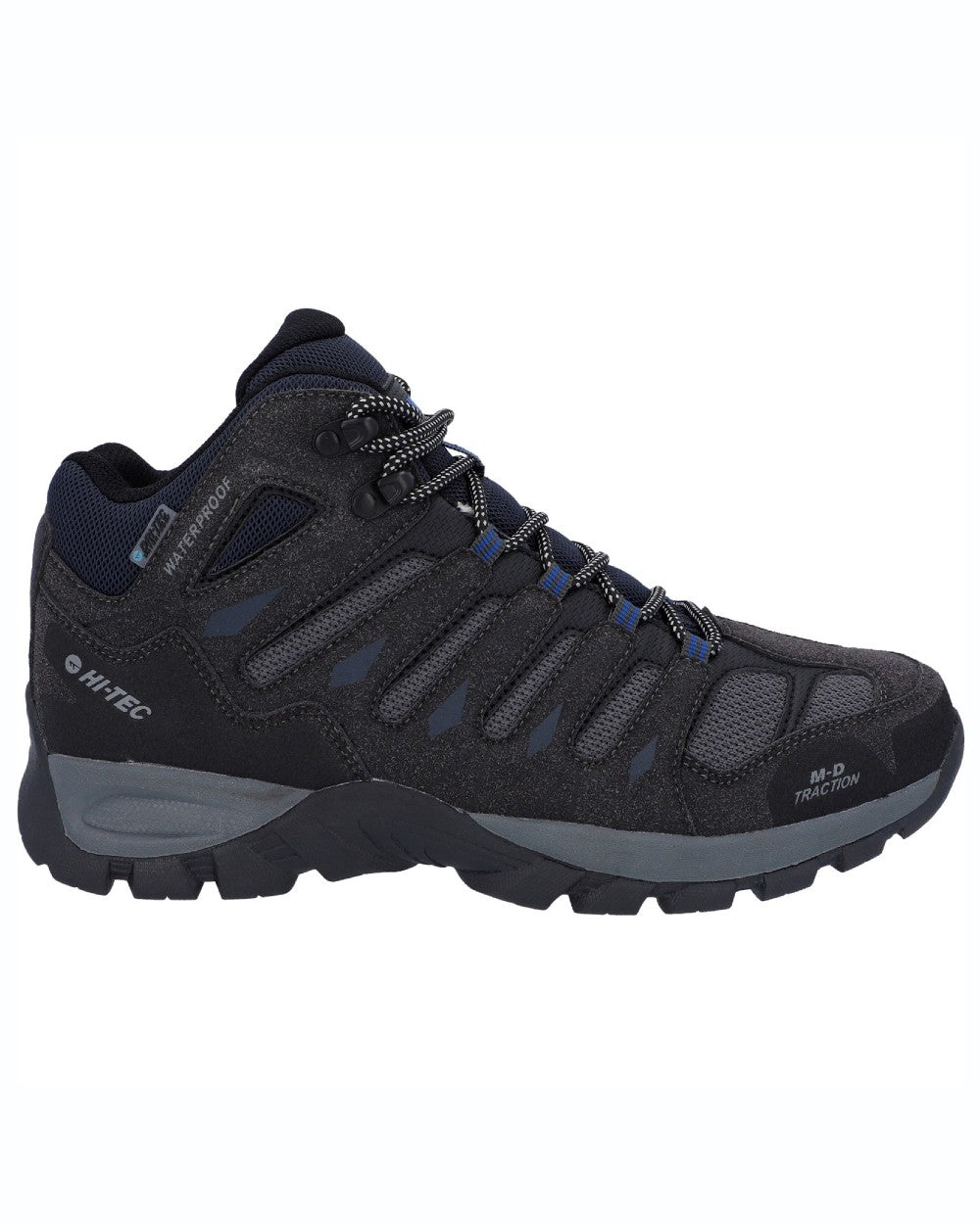 Charcoal coloured Hi-Tec Mens Corzo Mid Boots on white background 
