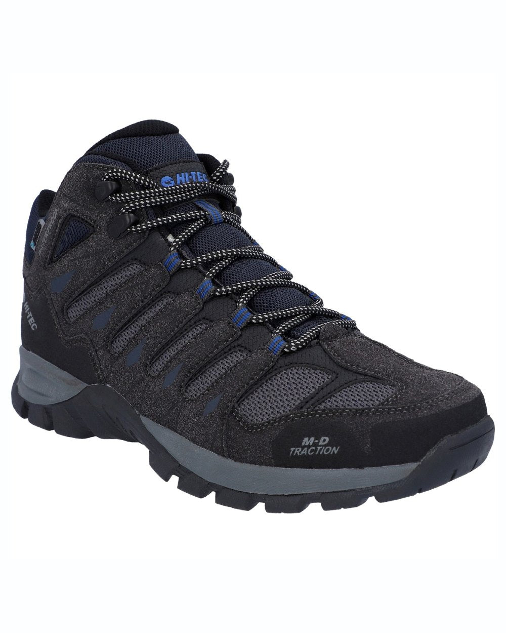 Charcoal coloured Hi-Tec Mens Corzo Mid Boots on white background 