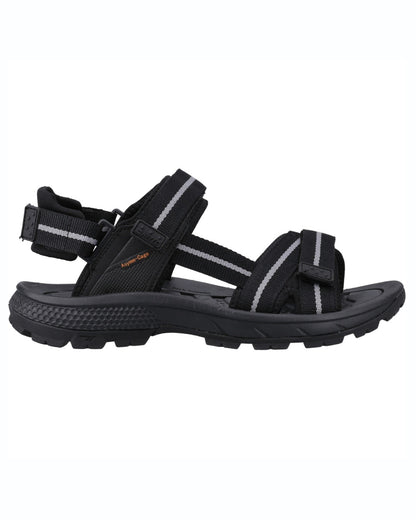 Black Grey Orange Coloured Hi-Tec Mens Sierra Sandals On A White Background 