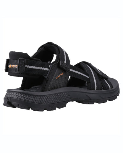 Black Grey Orange Coloured Hi-Tec Mens Sierra Sandals On A White Background 