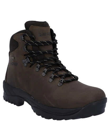 Brown coloured Hi-Tec Ravine Waterproof Hiking Boots on white background