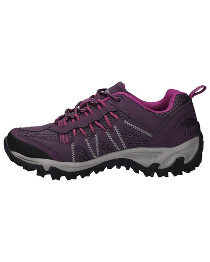 Plum Fuchsia Coloured Hi-Tec Womens Jaguar Shoes On A White Background 