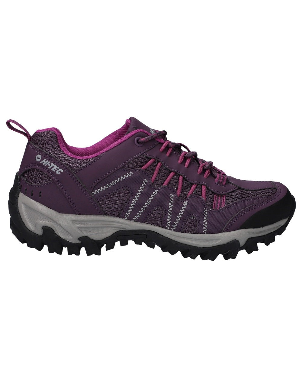 Plum Fuchsia Coloured Hi-Tec Womens Jaguar Shoes On A White Background 