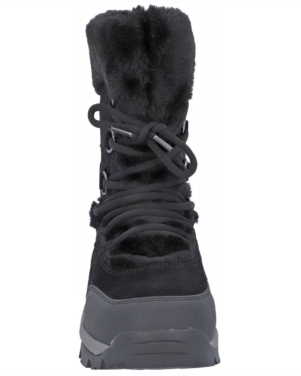 Black coloured Hi-Tec Womens Mortiz 200 Hiking Boots on white background 