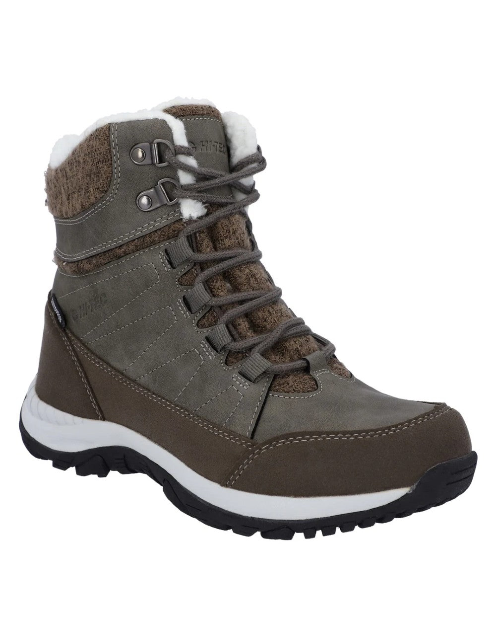 Beige Coloured Hi-Tec Womens Riva Mid Boots on white background 