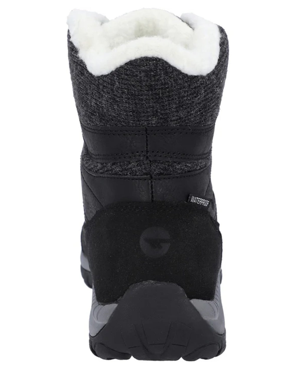 Black Coloured Hi-Tec Womens Riva Mid Boots on white background 