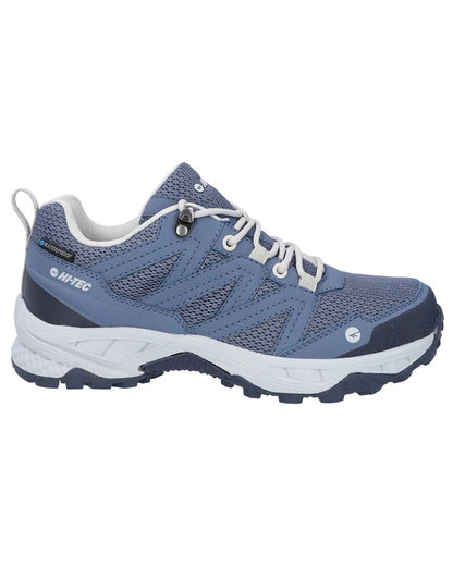 Blue Coloured Hi-Tec Womens Saunter Waterproof Hiking Shoes on white background 