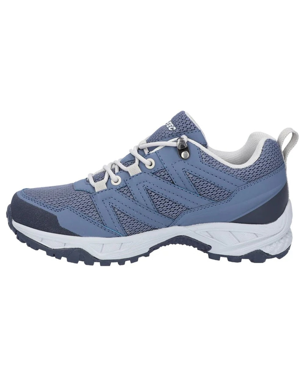 Blue Coloured Hi-Tec Womens Saunter Waterproof Hiking Shoes on white background 