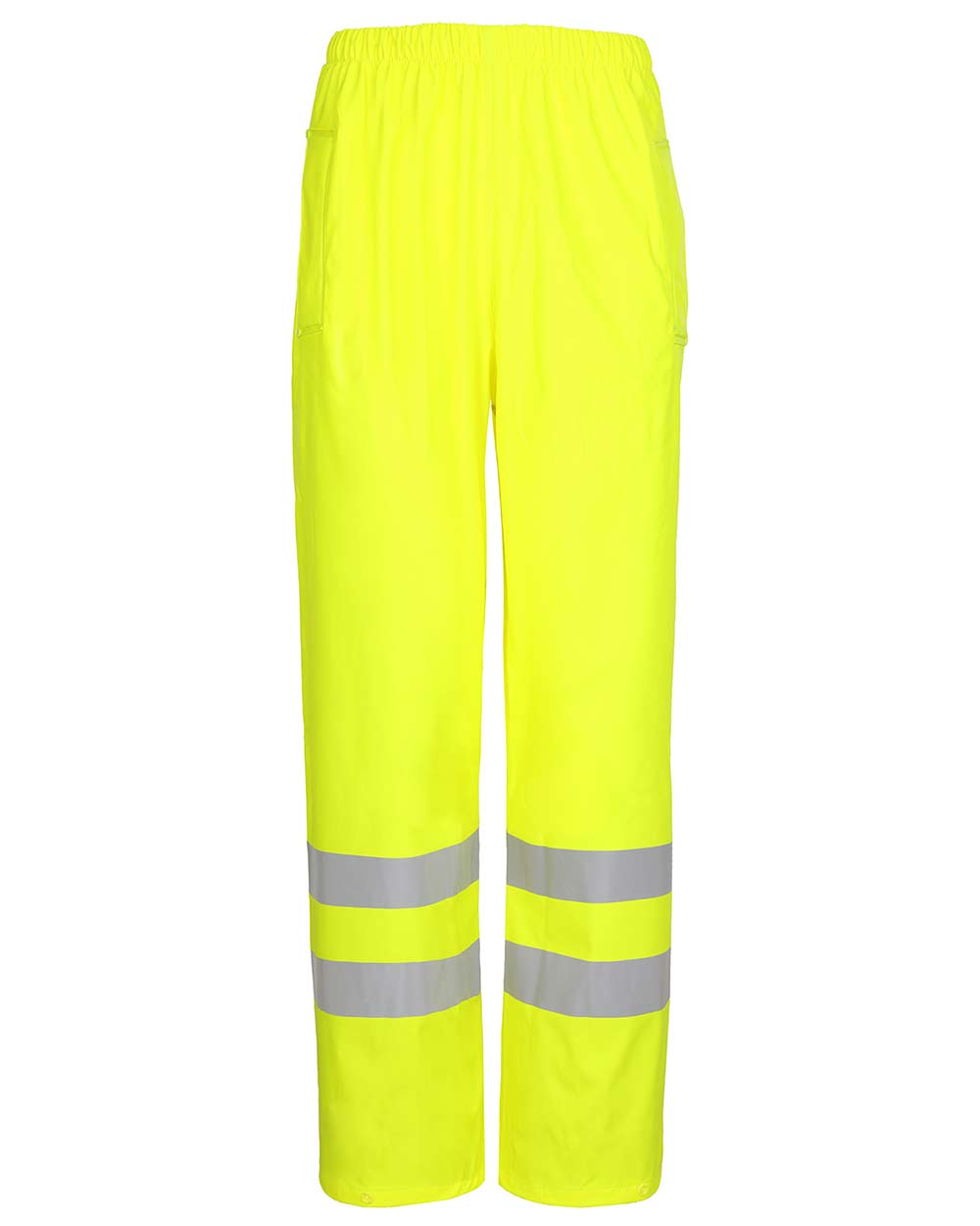 Front view Fort Mens Air Reflex Hi-Vis Trousers in yellow with Reflective strips