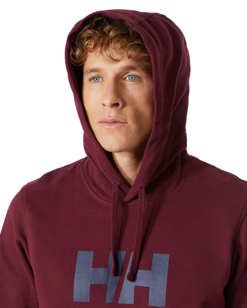 Hickory Coloured Helly Hansen Mens Logo Hoodie On A White Background 