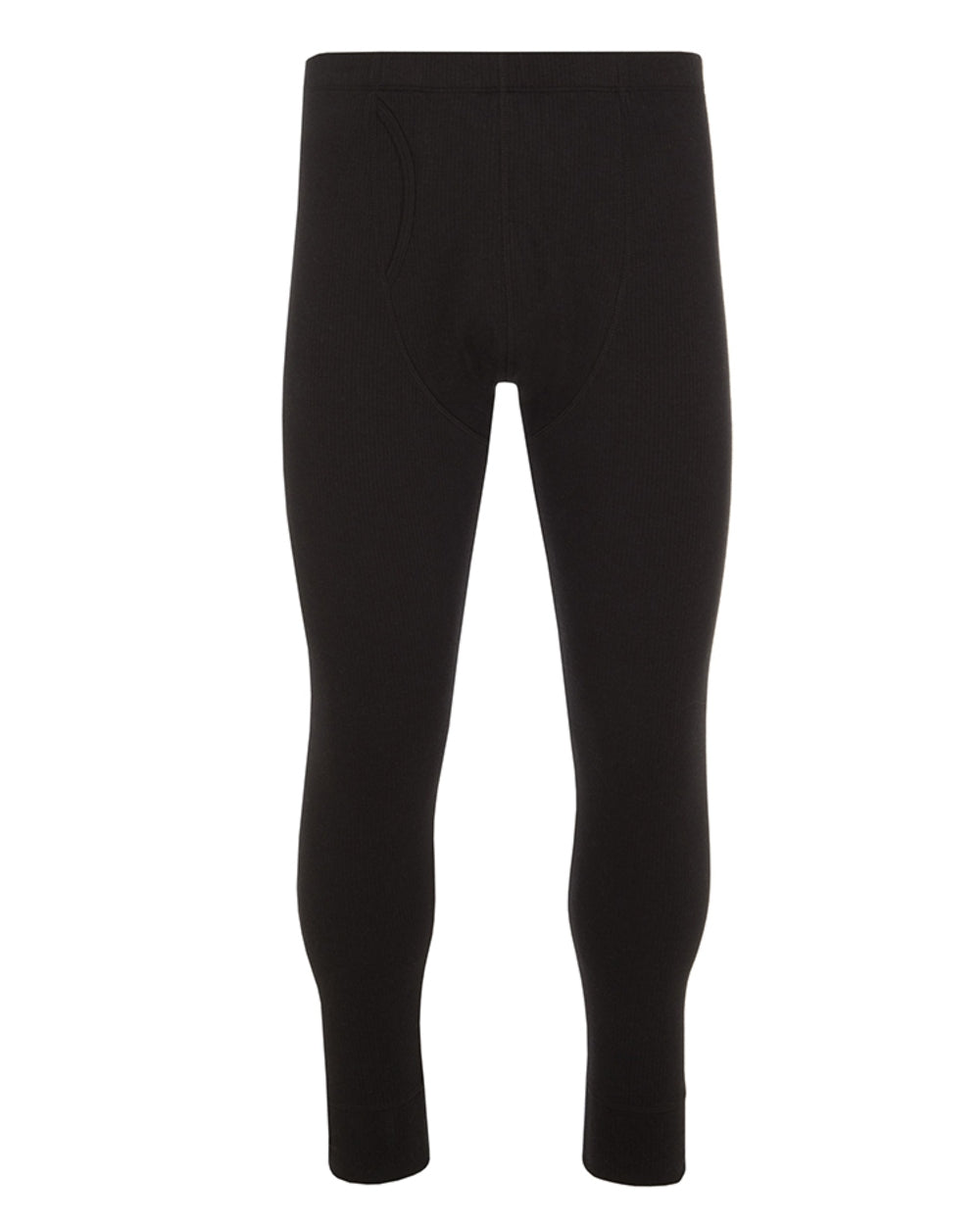 Black coloured Hj Hall Cotton Rich Thermal Long Johns on white background 