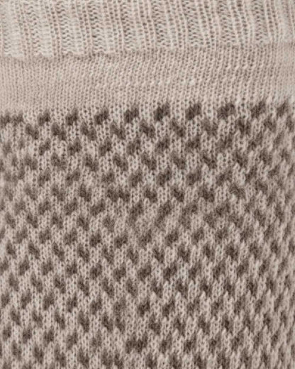 Oatmeal coloured Hj Hall Jacquard Wool Softop Socks on close up 