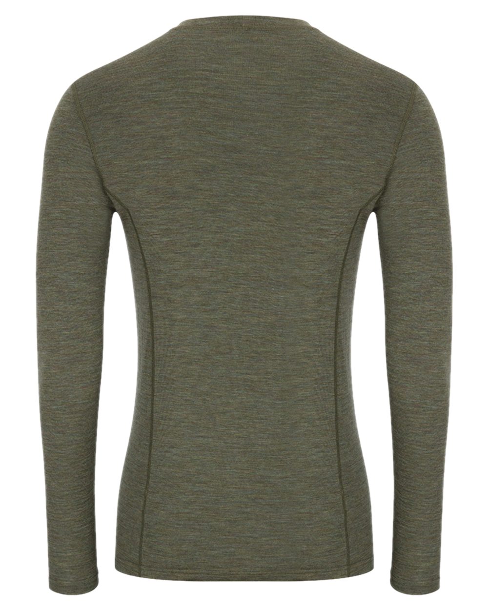 Green Coloured Hoggs of Fife 100% Merino Wool Long Sleeve Crew Neck Base Layer on white background 