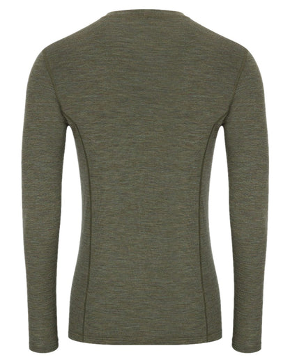 Green Coloured Hoggs of Fife 100% Merino Wool Long Sleeve Crew Neck Base Layer on white background 