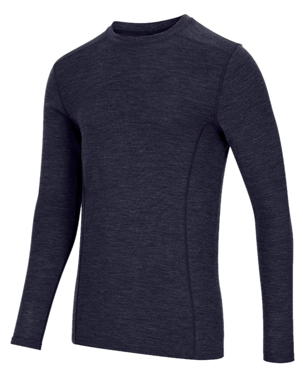 Navy Coloured Hoggs of Fife 100% Merino Wool Long Sleeve Crew Neck Base Layer on white background 